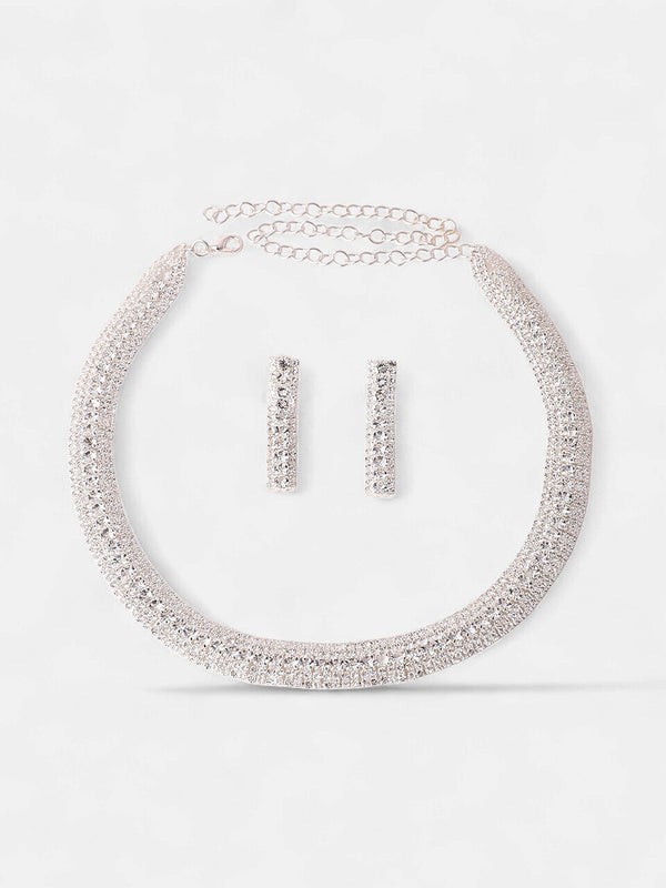 The All-Over-Bling Jewellery Set - Crystal Silver