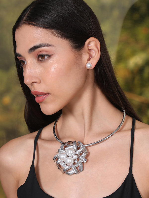 The Pearl Bloom Jewellery Set - Silver