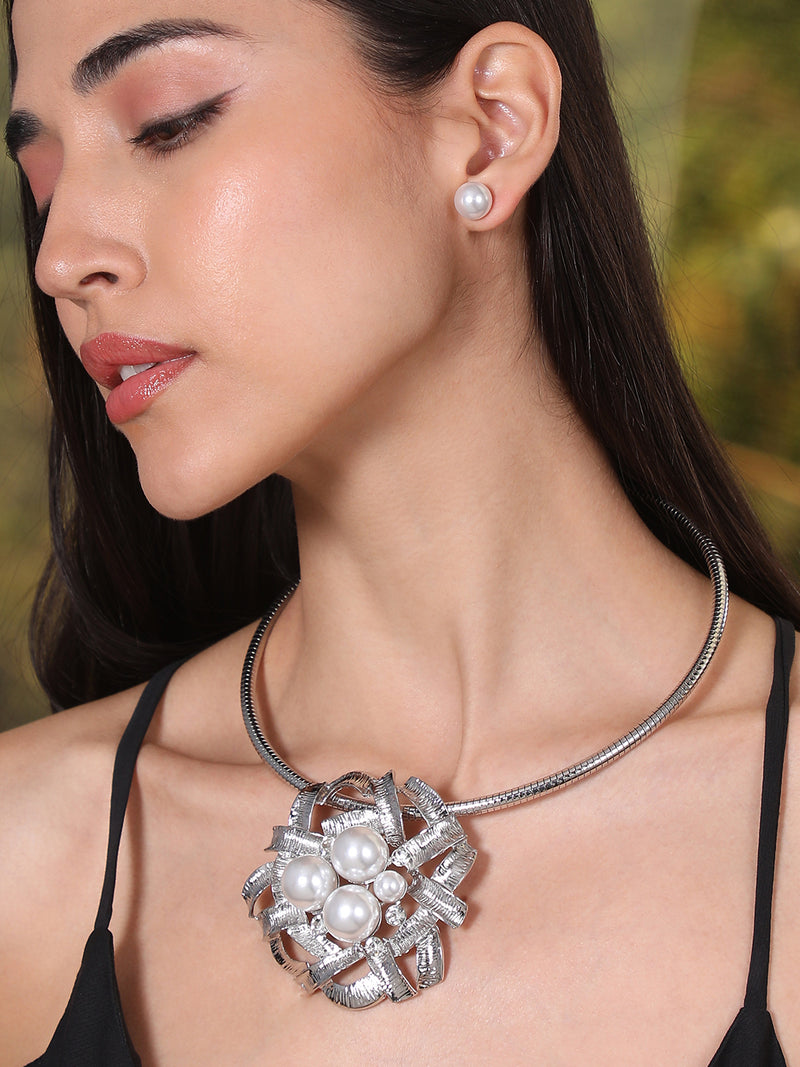 The Pearl Bloom Jewellery Set - Silver