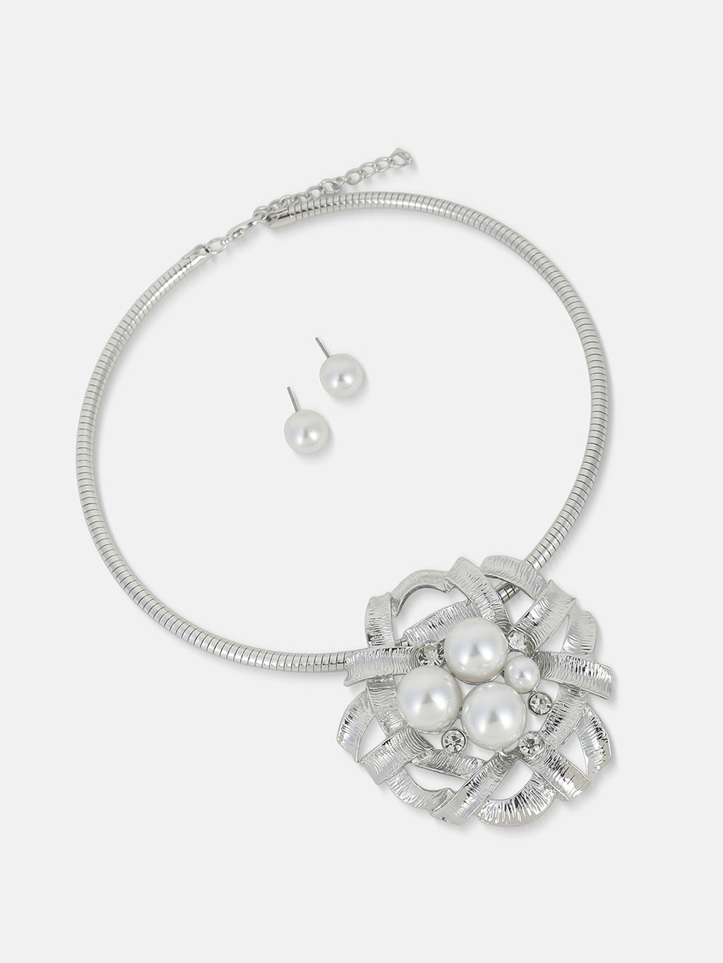 The Pearl Bloom Jewellery Set - Silver