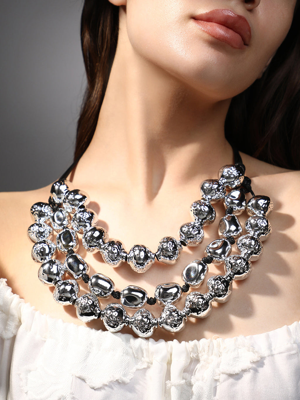 Women's The Grainé Multi-Layer Necklace - Metallic Silver