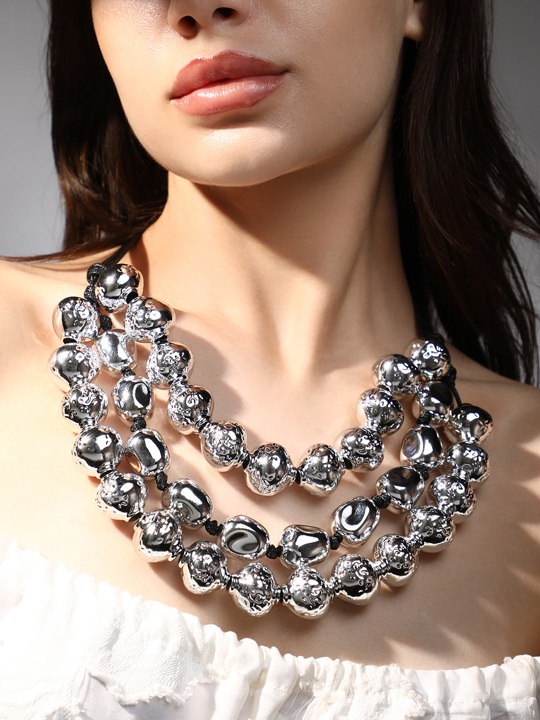 Women's The Grainé Multi-Layer Necklace - Metallic Silver