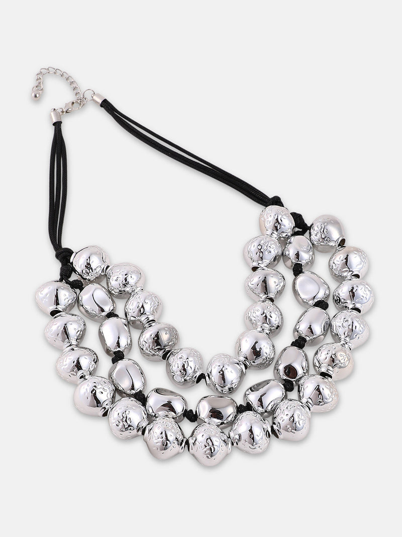 Women's The Grainé Multi-Layer Necklace - Metallic Silver