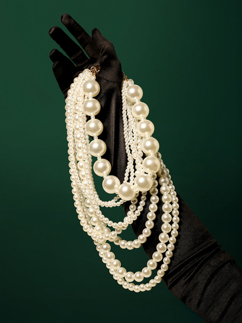 The Antoinette Multi-Layer Necklace - Pearl White