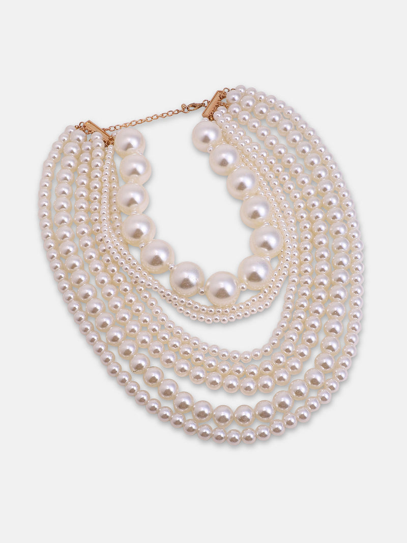 The Antoinette Multi-Layer Necklace - Pearl White