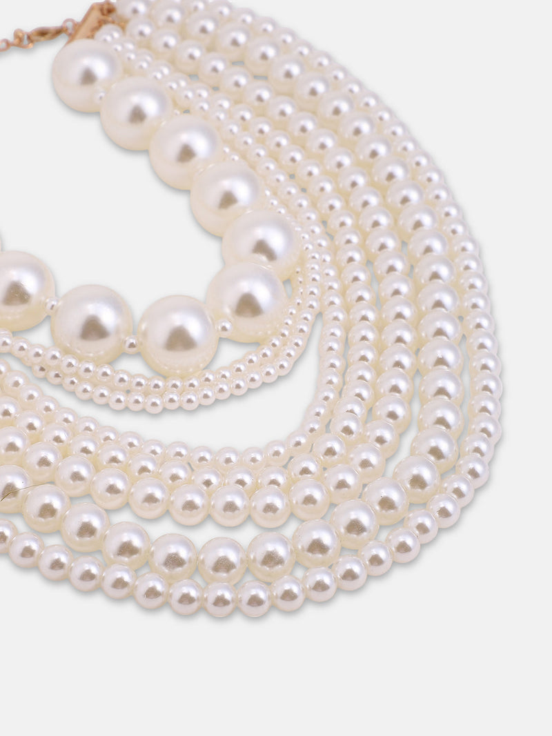 The Antoinette Multi-Layer Necklace - Pearl White
