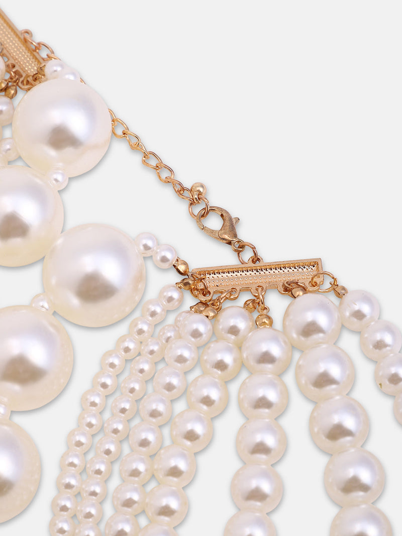 The Antoinette Multi-Layer Necklace - Pearl White