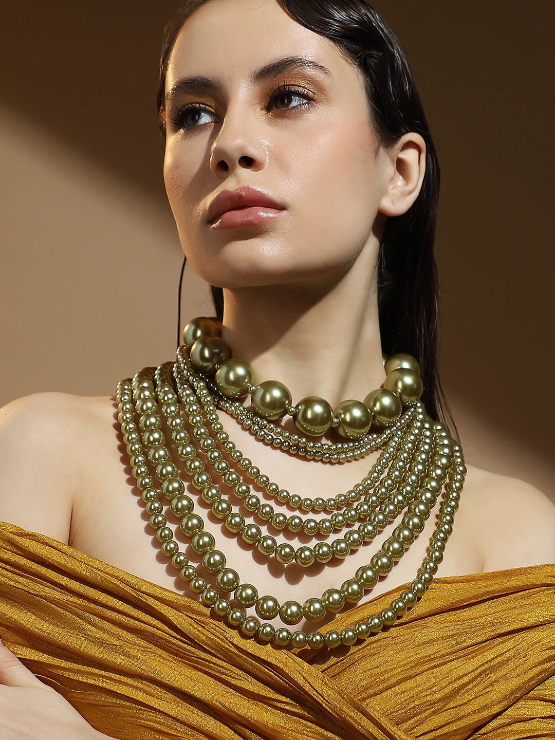 The Antoinette Multi-Layer Necklace - Olive Green