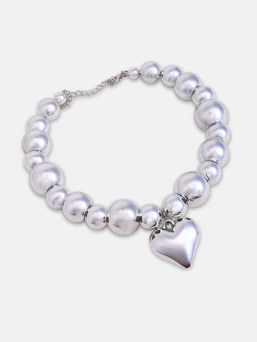 The Puffer-Cuoer Collar Necklace - Metallic Silver