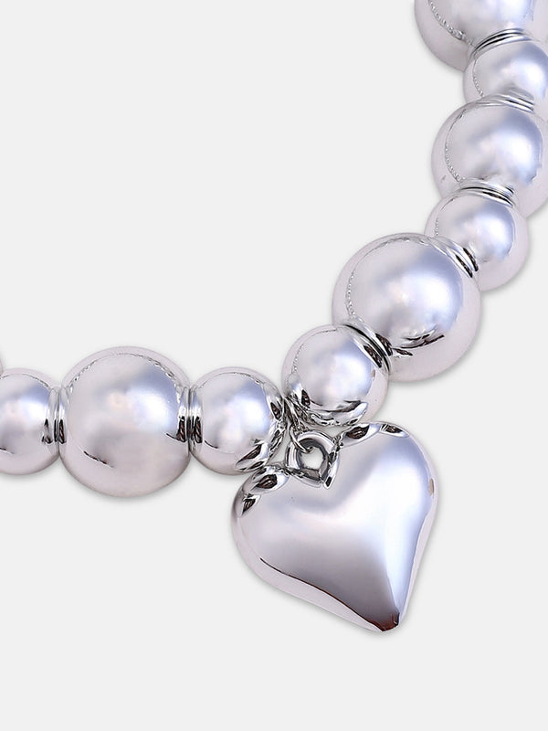 The Puffer-Cuoer Collar Necklace - Metallic Silver