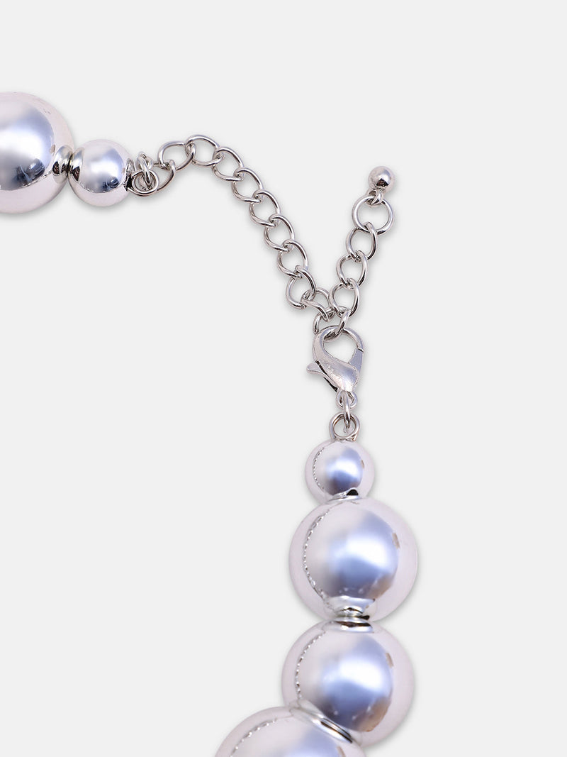 The Puffer-Cuoer Collar Necklace - Metallic Silver