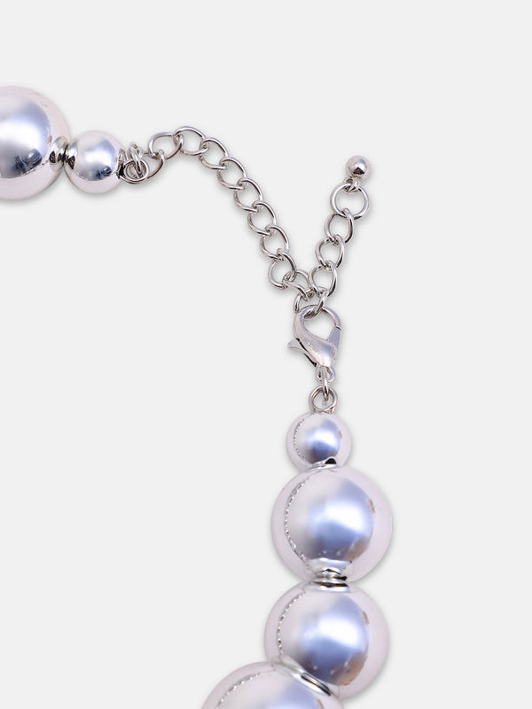 The Puffer-Cuoer Collar Necklace - Metallic Silver