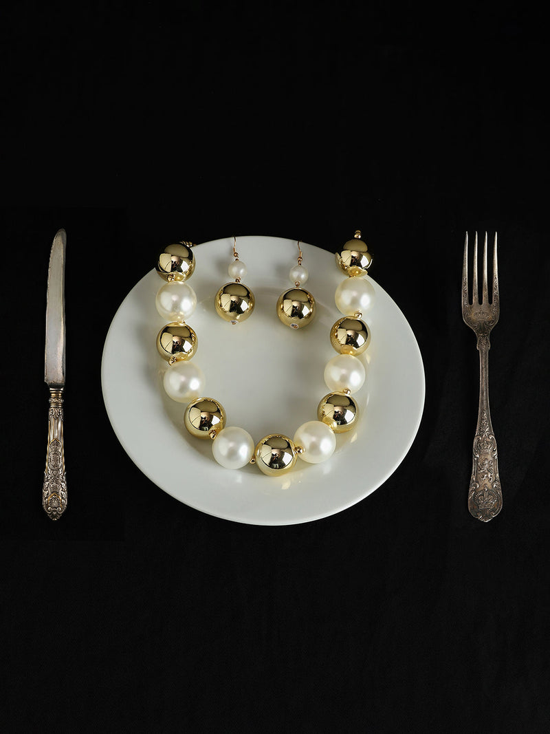 The Majesté Block Jewellery Set - Pearl White