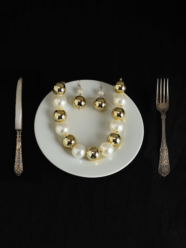 The Majesté Block Jewellery Set - Pearl White