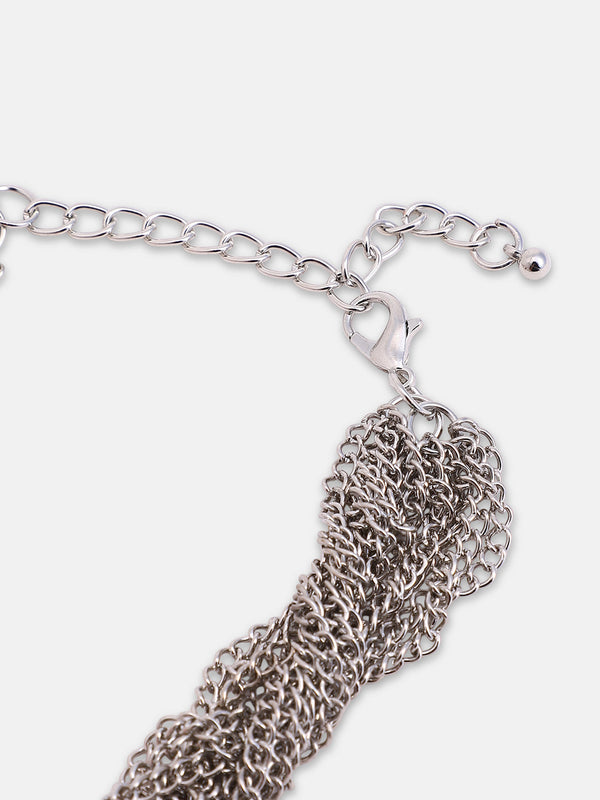 The Braided-Bead Statement Necklace - Baby Pink
