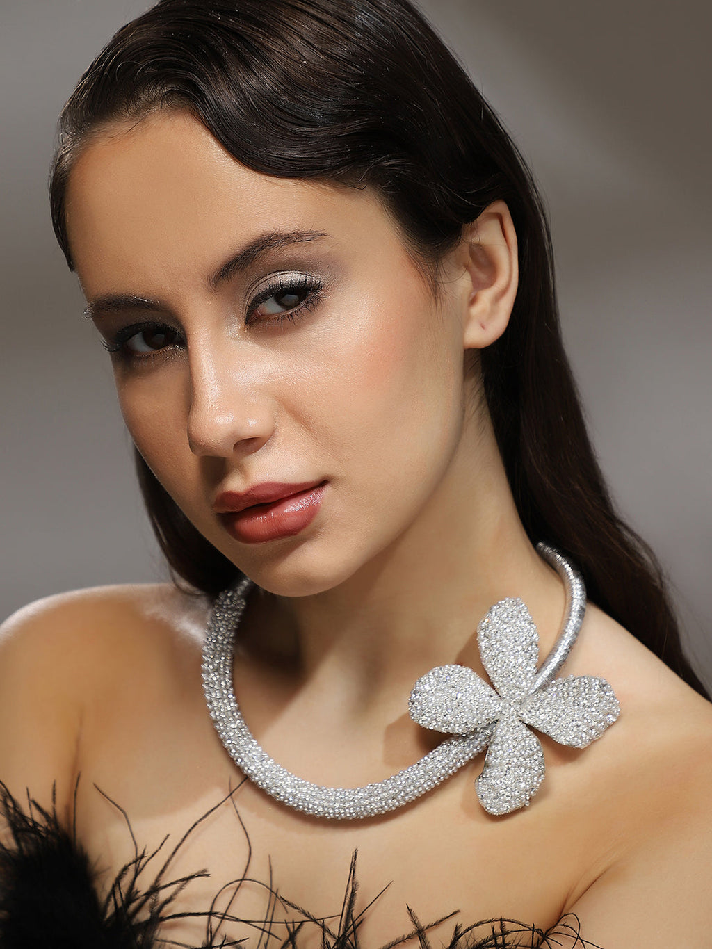 The Bling-Petalia Statement Necklace - Crystal Silver