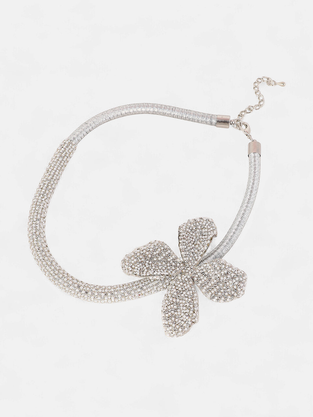 The Bling-Petalia Statement Necklace - Crystal Silver