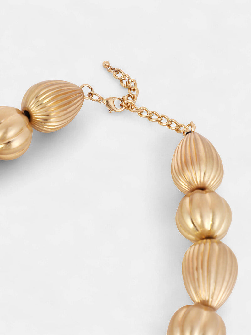 The Ribbed-Ovoid Collar Necklace - California Gold