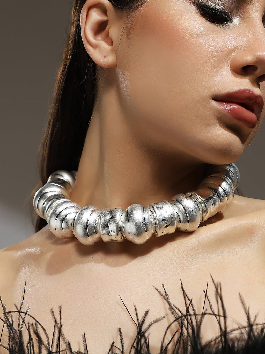 The Tribal Collar Necklace - Metallic Silver