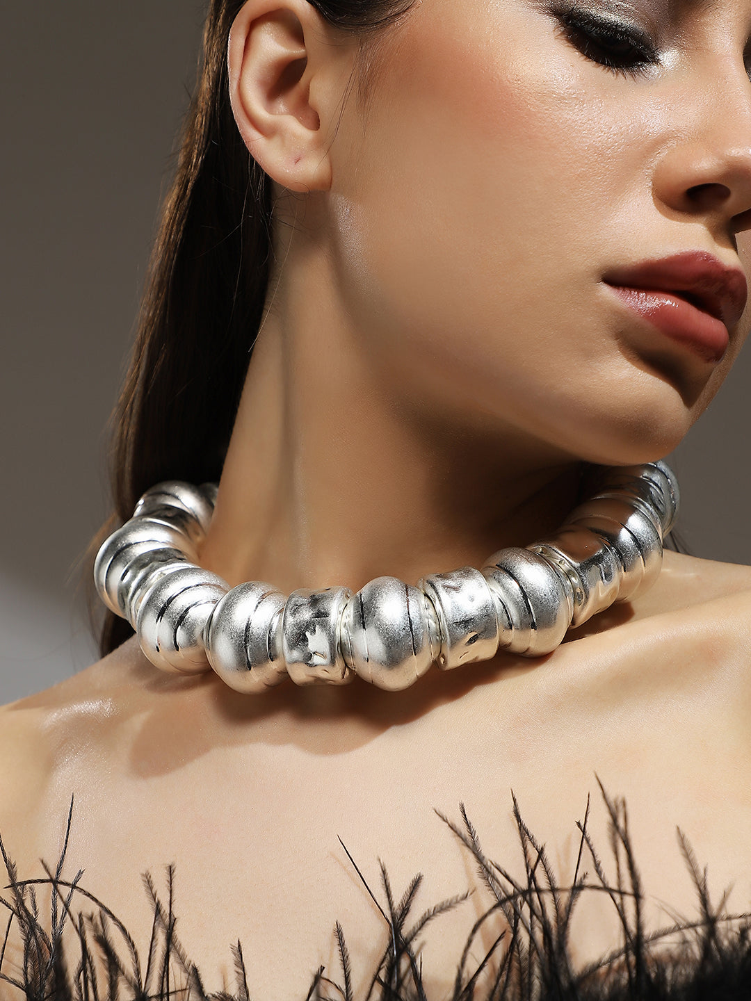 The Tribal Collar Necklace - Metallic Silver