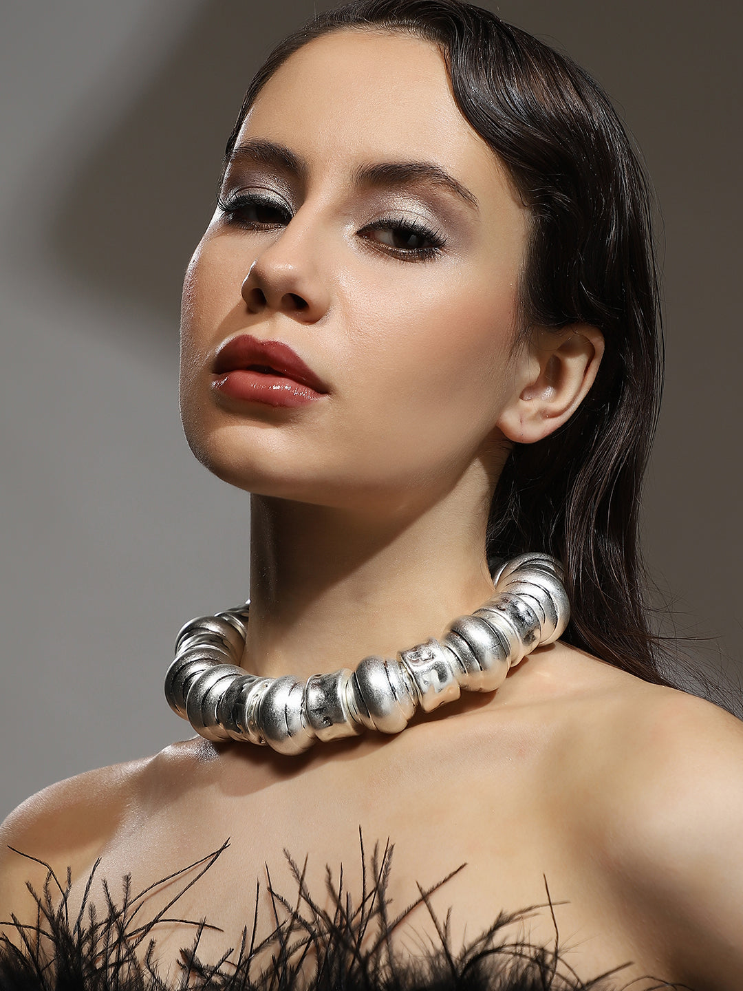 The Tribal Collar Necklace - Metallic Silver
