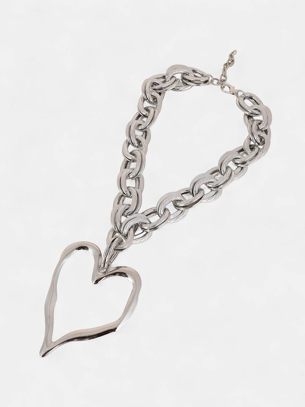 The Coeur-Chain Statement Necklace - Metallic Silver