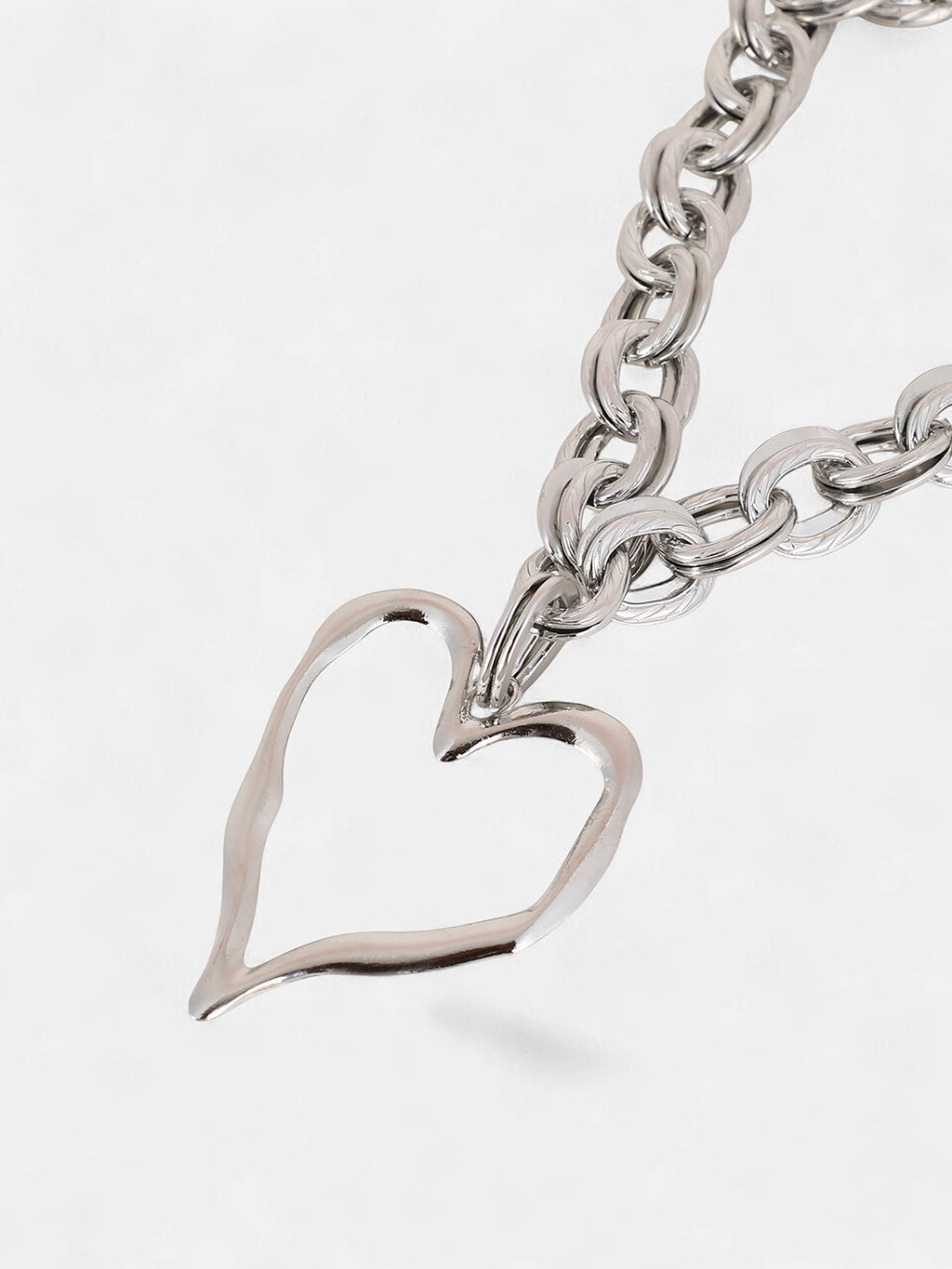 The Coeur-Chain Statement Necklace - Metallic Silver