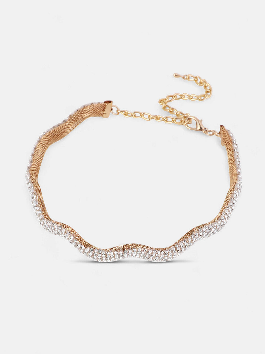 The Crystal-Swirl Choker Necklace - Crystal Silver