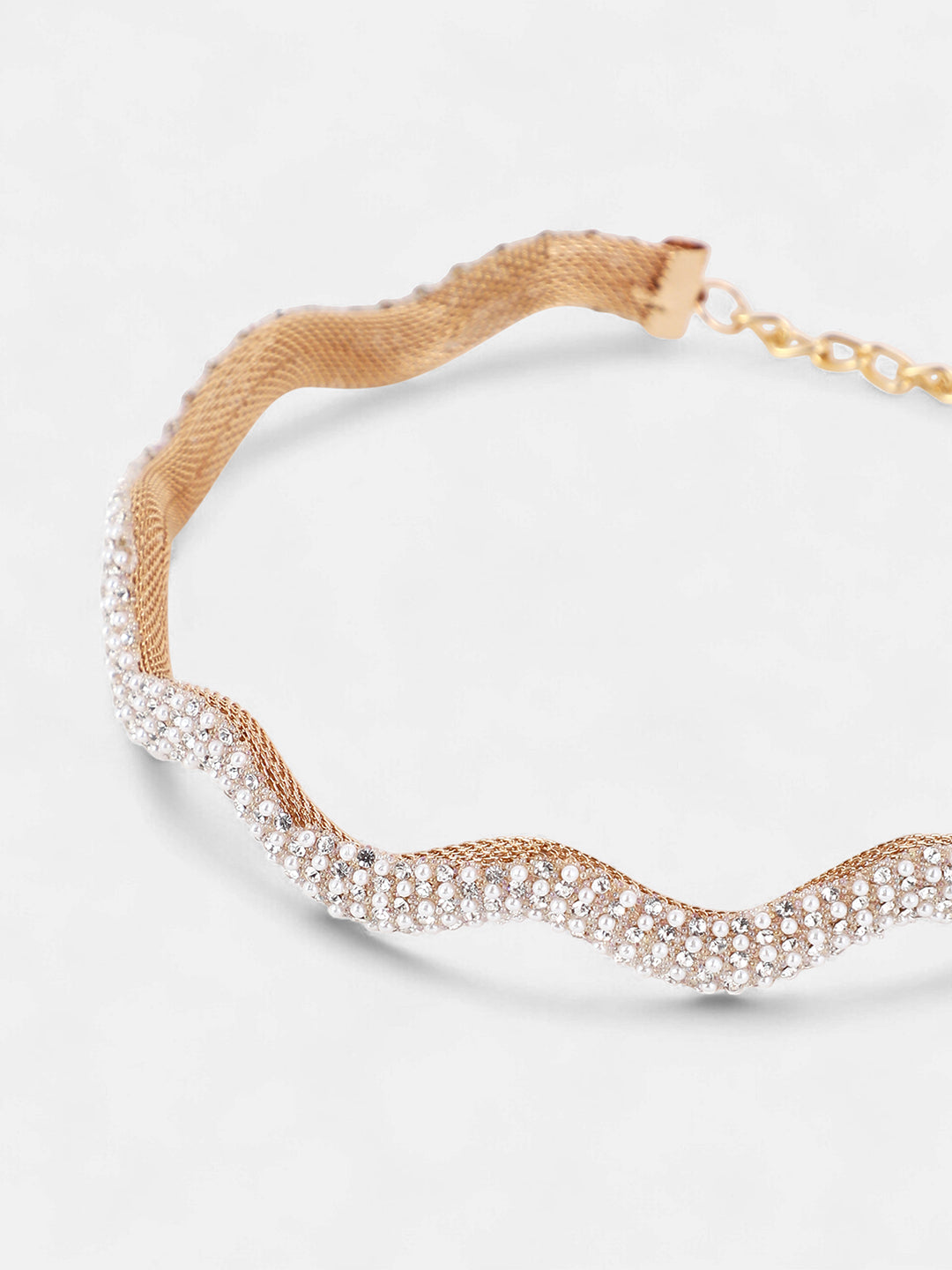 The Crystal-Swirl Choker Necklace - Crystal Silver