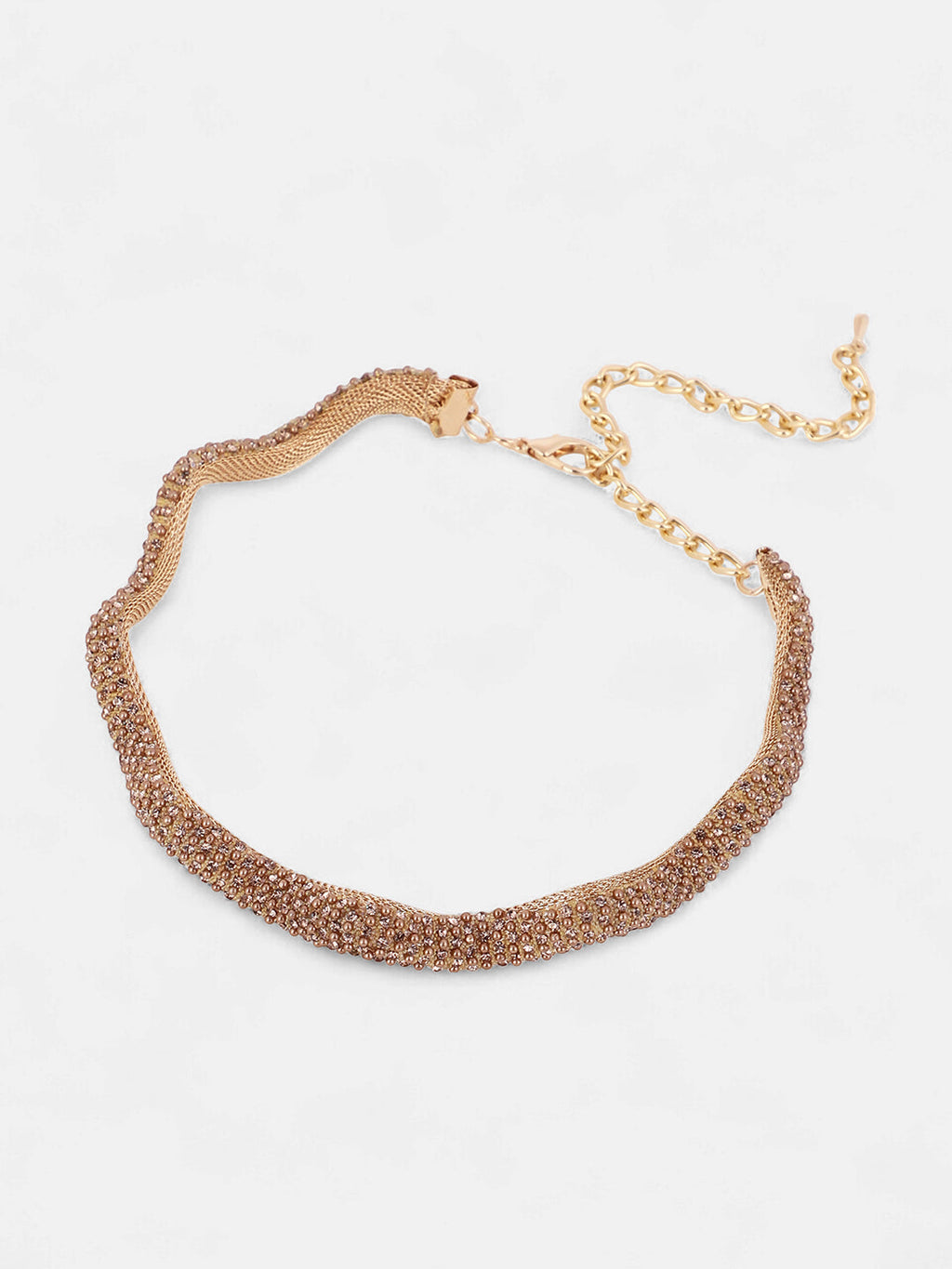 The Crystal-Swirl Choker Necklace - Antique Gold