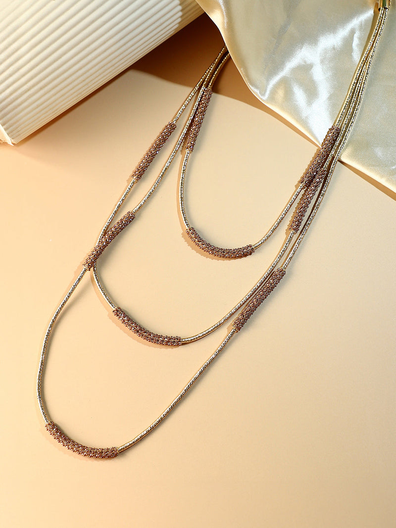 The Bling-Block Multi-Layer Necklace - Antique Gold