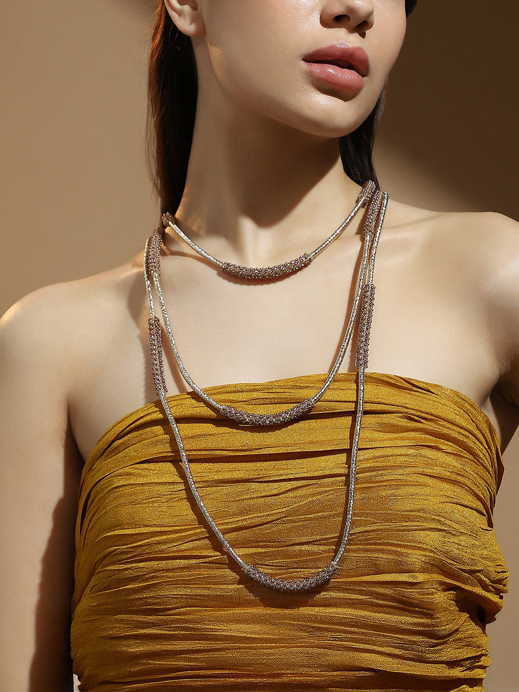The Bling-Block Multi-Layer Necklace - Antique Gold