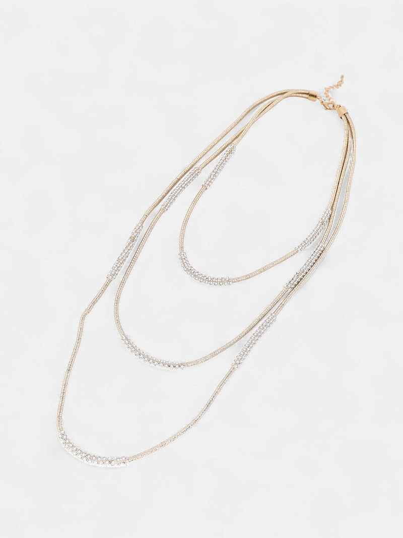 The Bling-Block Multi-Layer Necklace - Crystal Silver