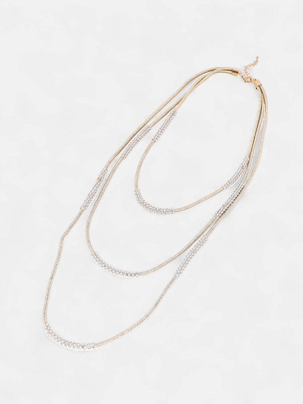 The Bling-Block Multi-Layer Necklace - Crystal Silver