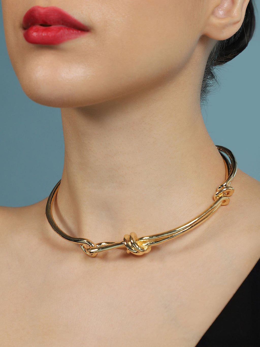 Women's The Knotted-Bar Collar Necklace - California Gold