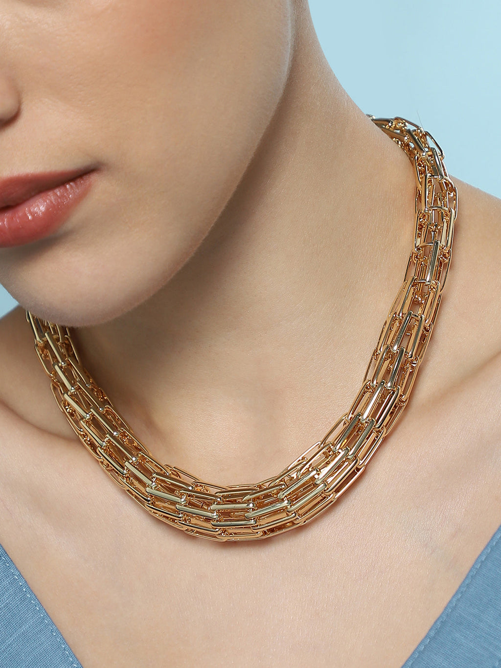 Women's The Braid Pin-Link Chain Necklace - California Gold