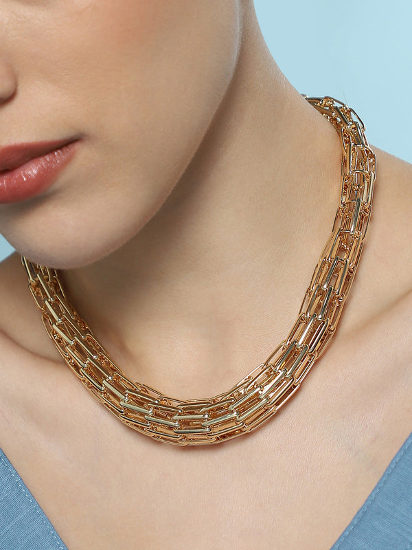 Women's The Braid Pin-Link Chain Necklace - California Gold