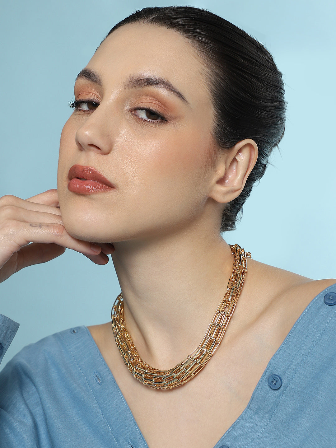 Women's The Braid Pin-Link Chain Necklace - California Gold