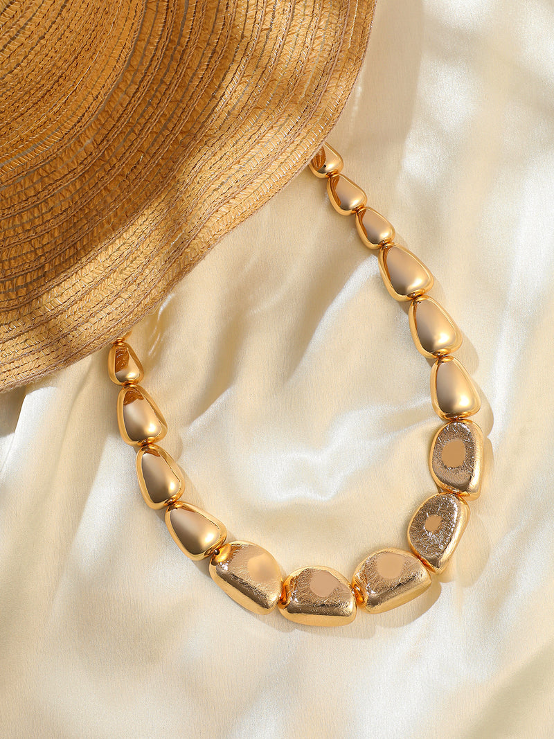 The Luxe Stone Chain Necklace - Champagne Gold