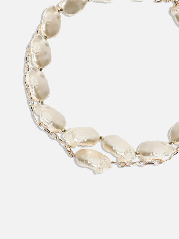 The Abstract-Pearl Mult-Layer Necklace - Pearl White