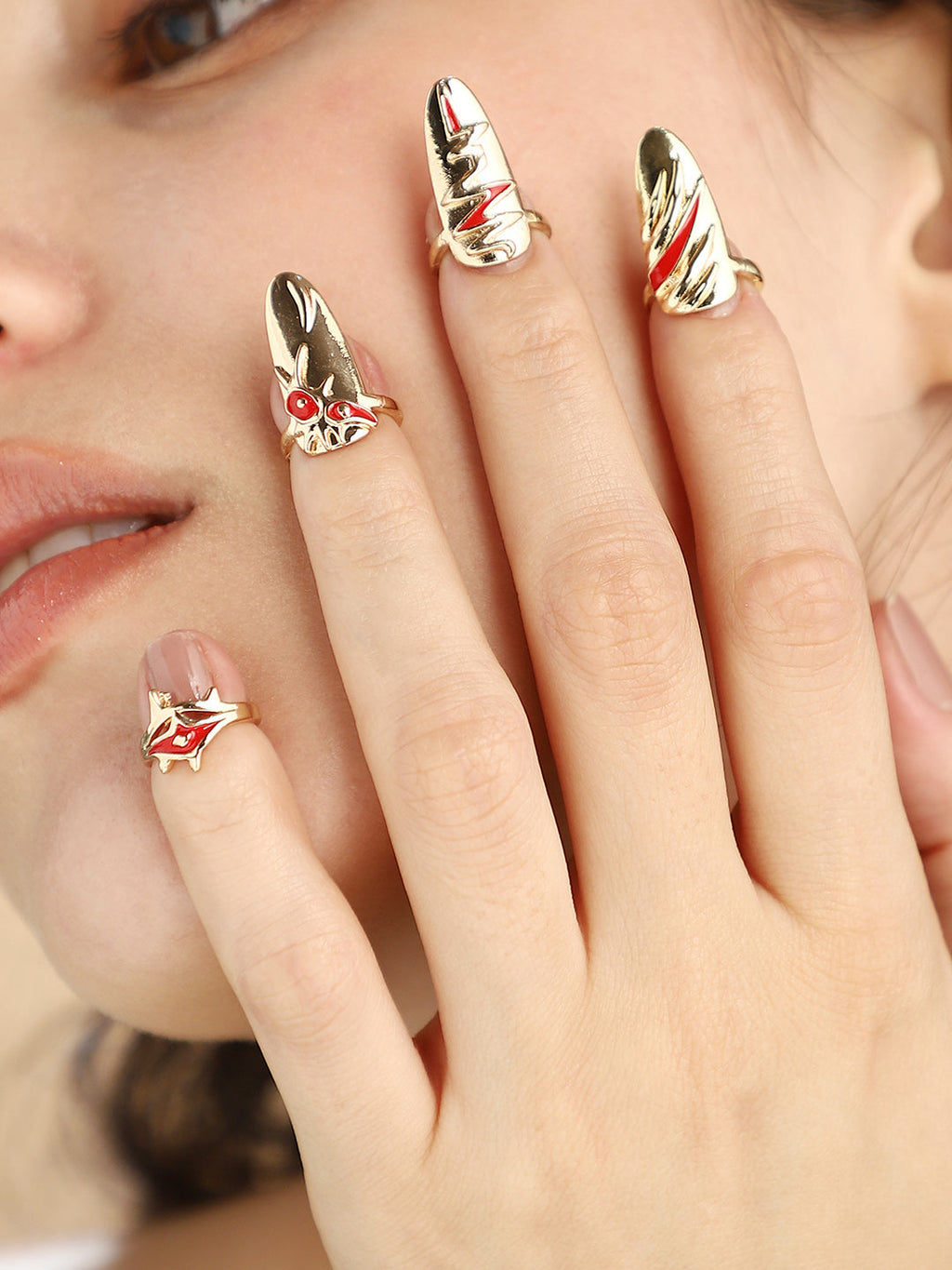 Women's The Wonder-Woman Nail Rings - California Gold (Set Of 4)