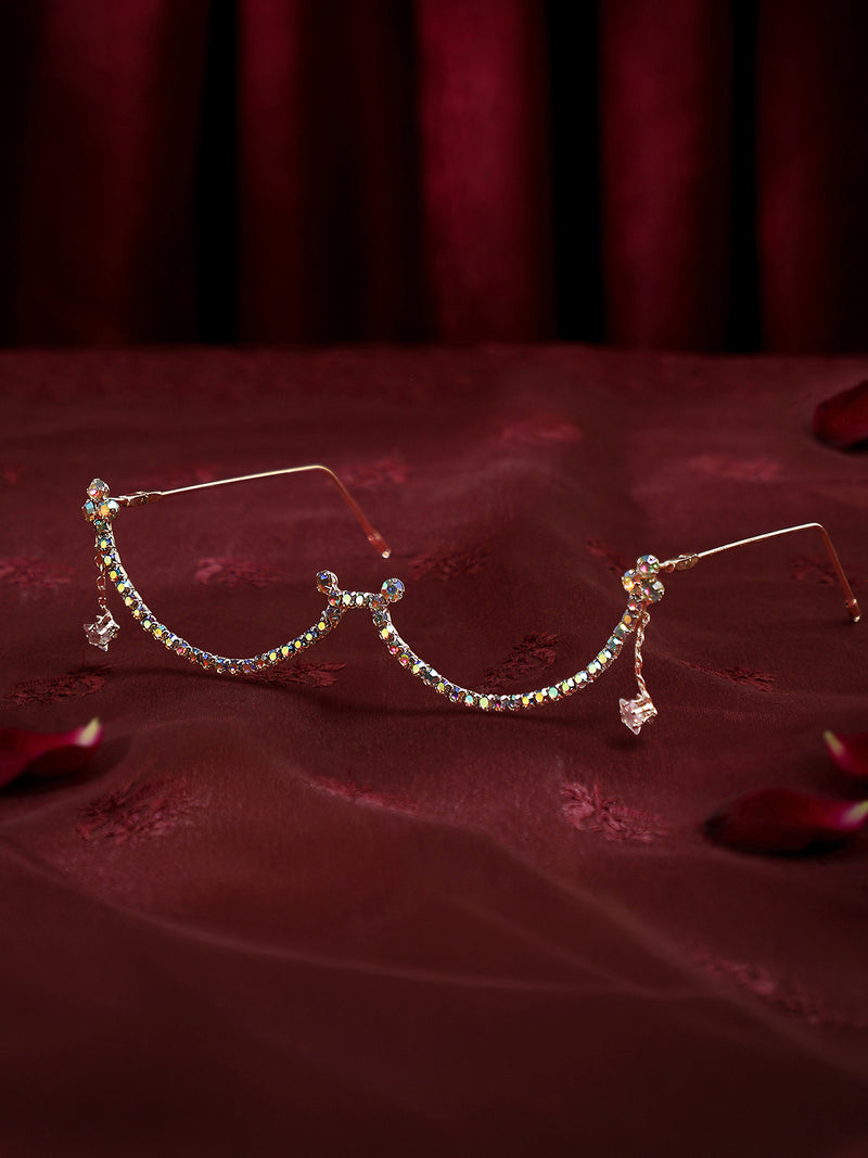 The Crystal Cascade Eyewear Chain - Gold