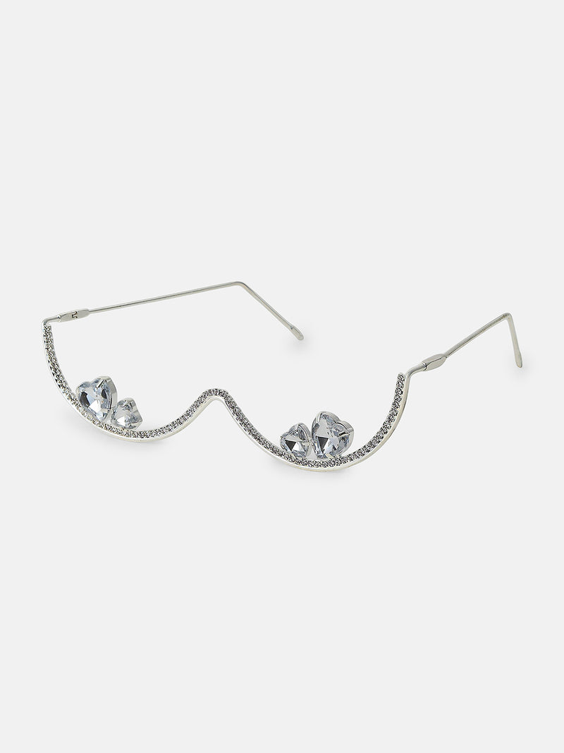 The Aurora Crystal Eyewear Chain - Silver