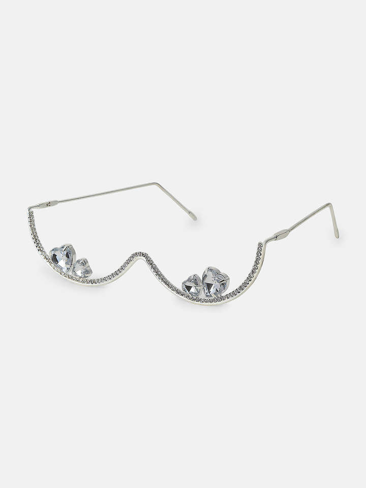 The Aurora Crystal Eyewear Chain - Silver