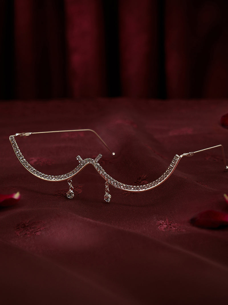 The Luna Crystal Drape Eyewear Chain - Silver
