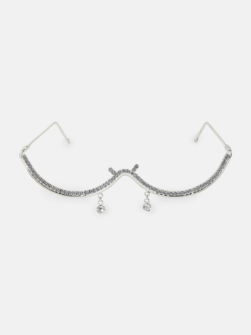 The Luna Crystal Drape Eyewear Chain - Silver