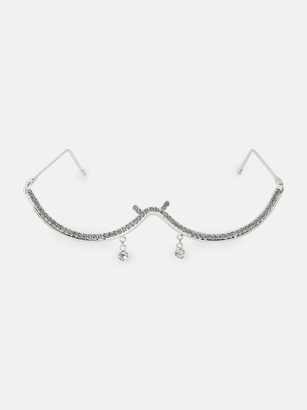 The Luna Crystal Drape Eyewear Chain - Silver