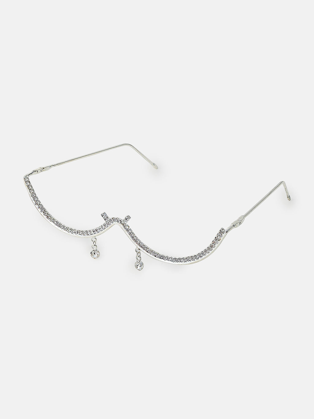 The Luna Crystal Drape Eyewear Chain - Silver