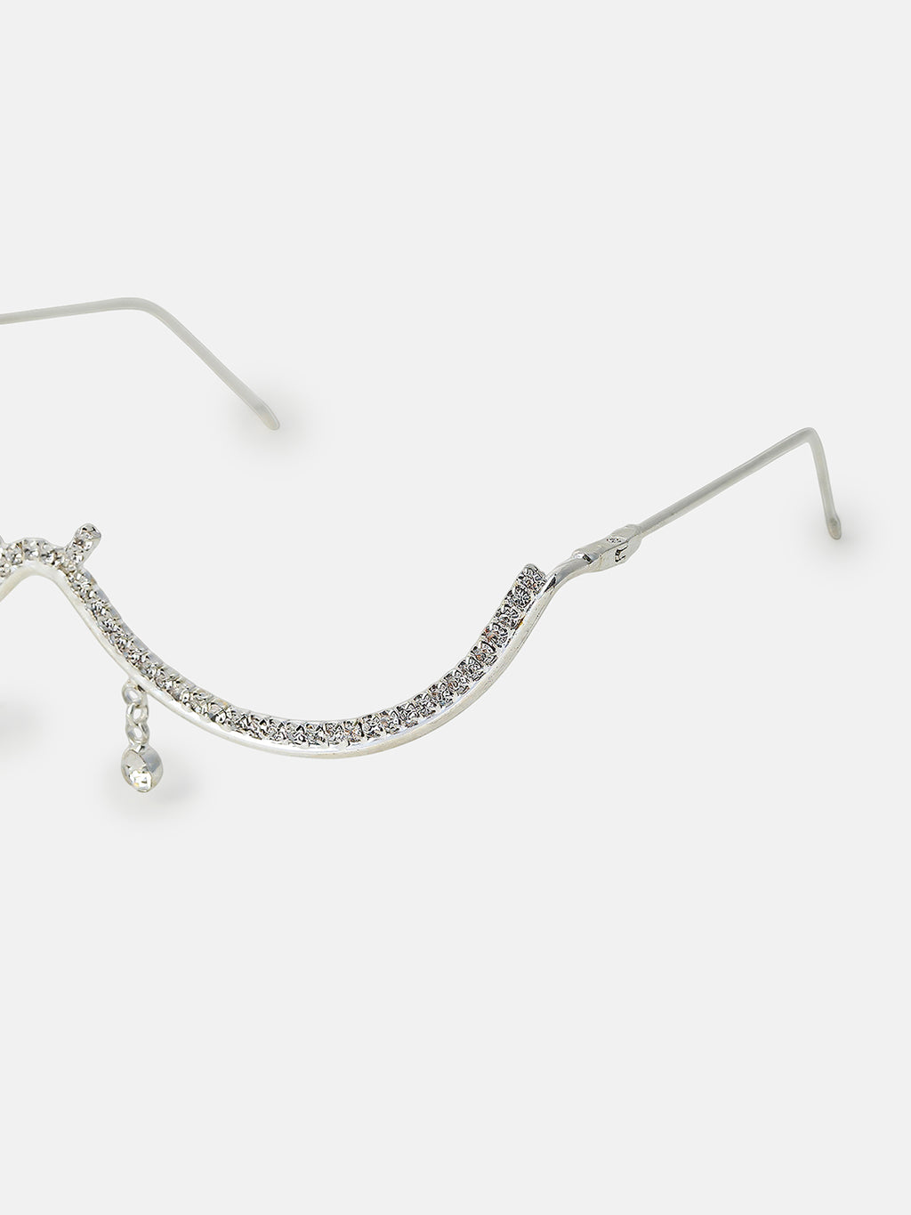 The Luna Crystal Drape Eyewear Chain - Silver
