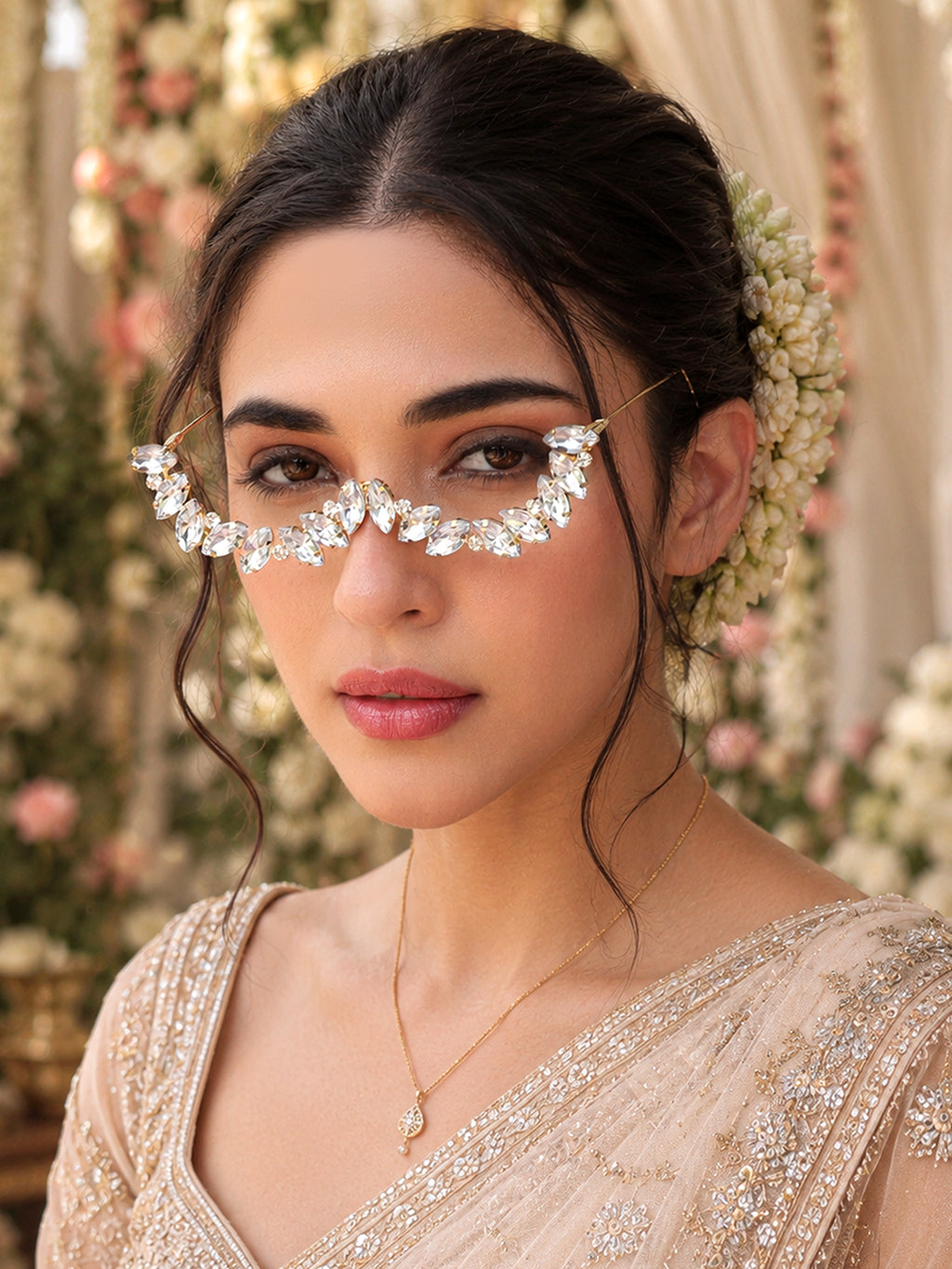 The Royale Crystal Eyewear Chain - Silver